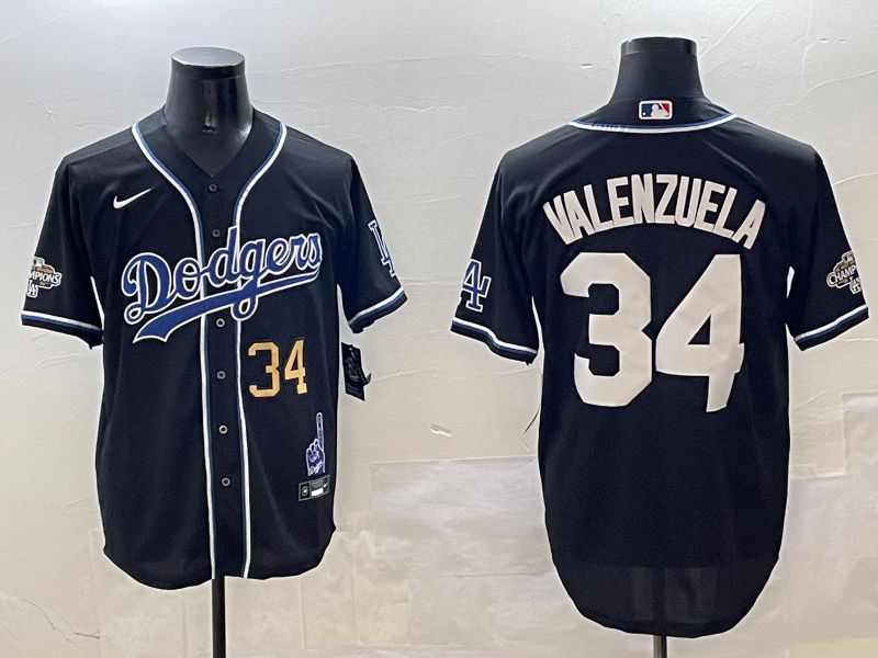 Men Los Angeles Dodgers #34 Valenzuela Black Fashion Game 2025 Nike MLB Jersey style 3067